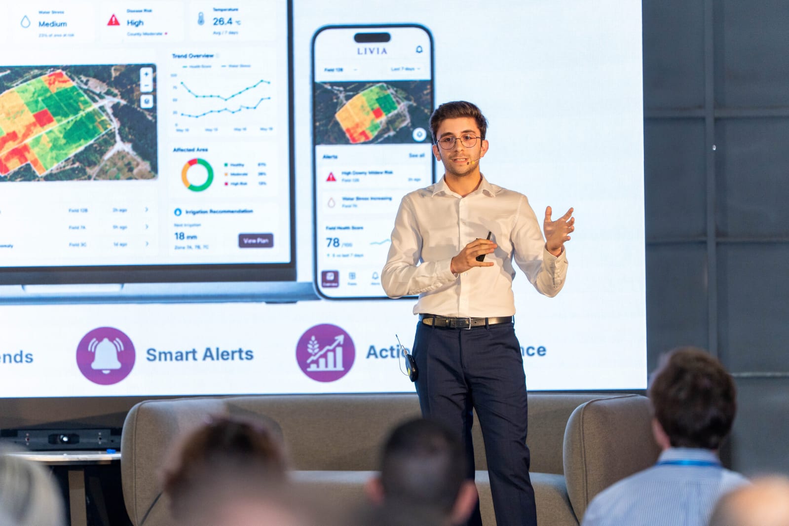 Christos presenting the LIVIA agricultural intelligence platform