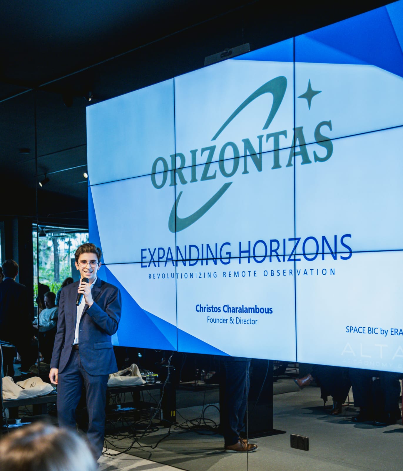 Christos presenting the ORIZONTAS space observation programme